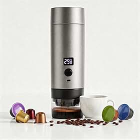Máquina de Café Expresso Portátil Cápsula Cafeteira Elétrica Automática, Recarregável USB-C para Cápsulas Nespresso e Dolce Gusto e Café Coado Pó