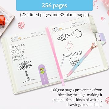 Diary With Lock, A5 Secret Diary for Girls Women Locked Journal Personalised for Teenage Girls Leather Lockable Notebook with Pen for Travel Office, 180 Pages (Starry sky)