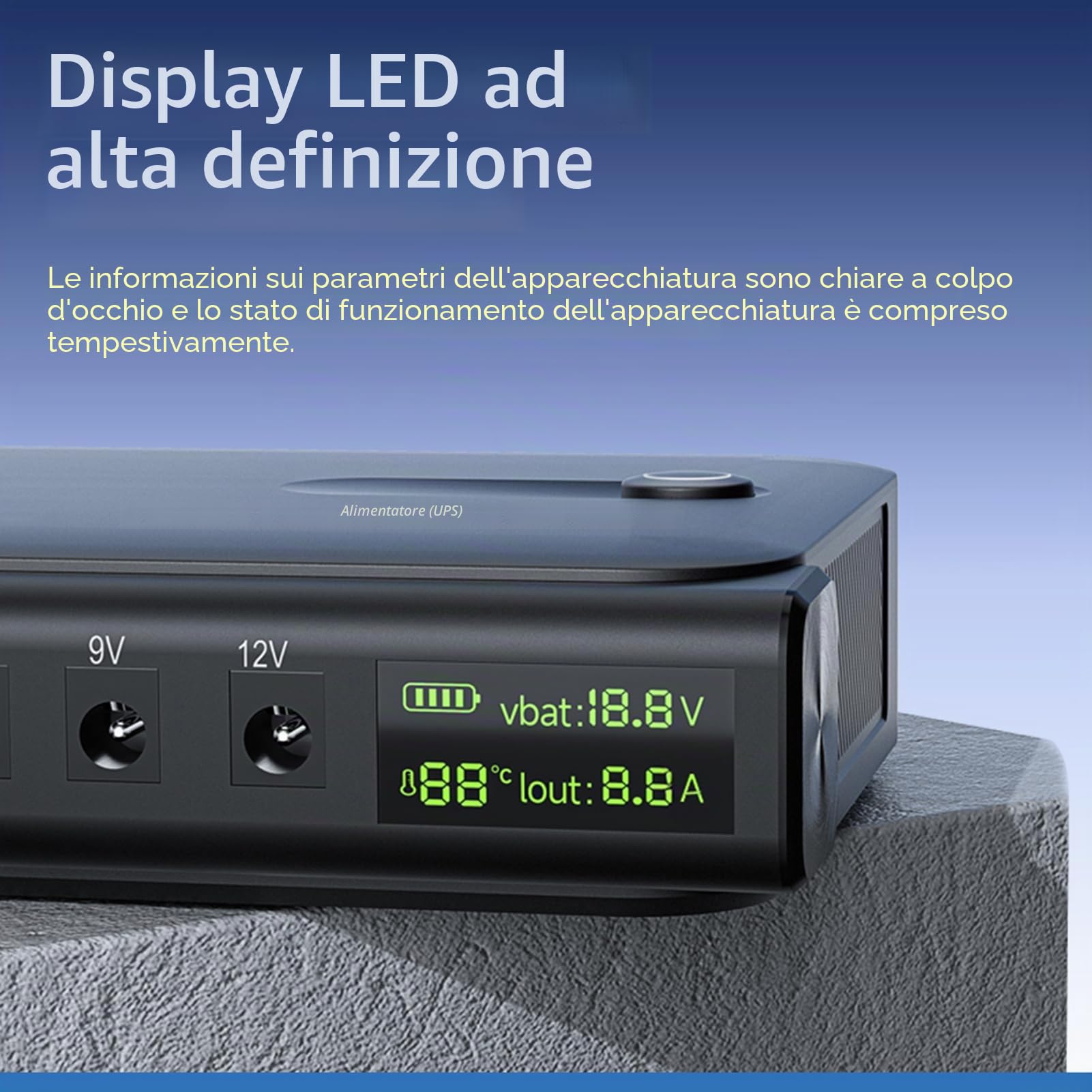 Denash Gruppo di continuità UPS 36 W, Batteria di Riserva Al Litio con Display a LED, Interfacce Multitensione, per Router, Fotocamere, Piccoli Dispositivi Elettronici, Alimentazione (Spina europea