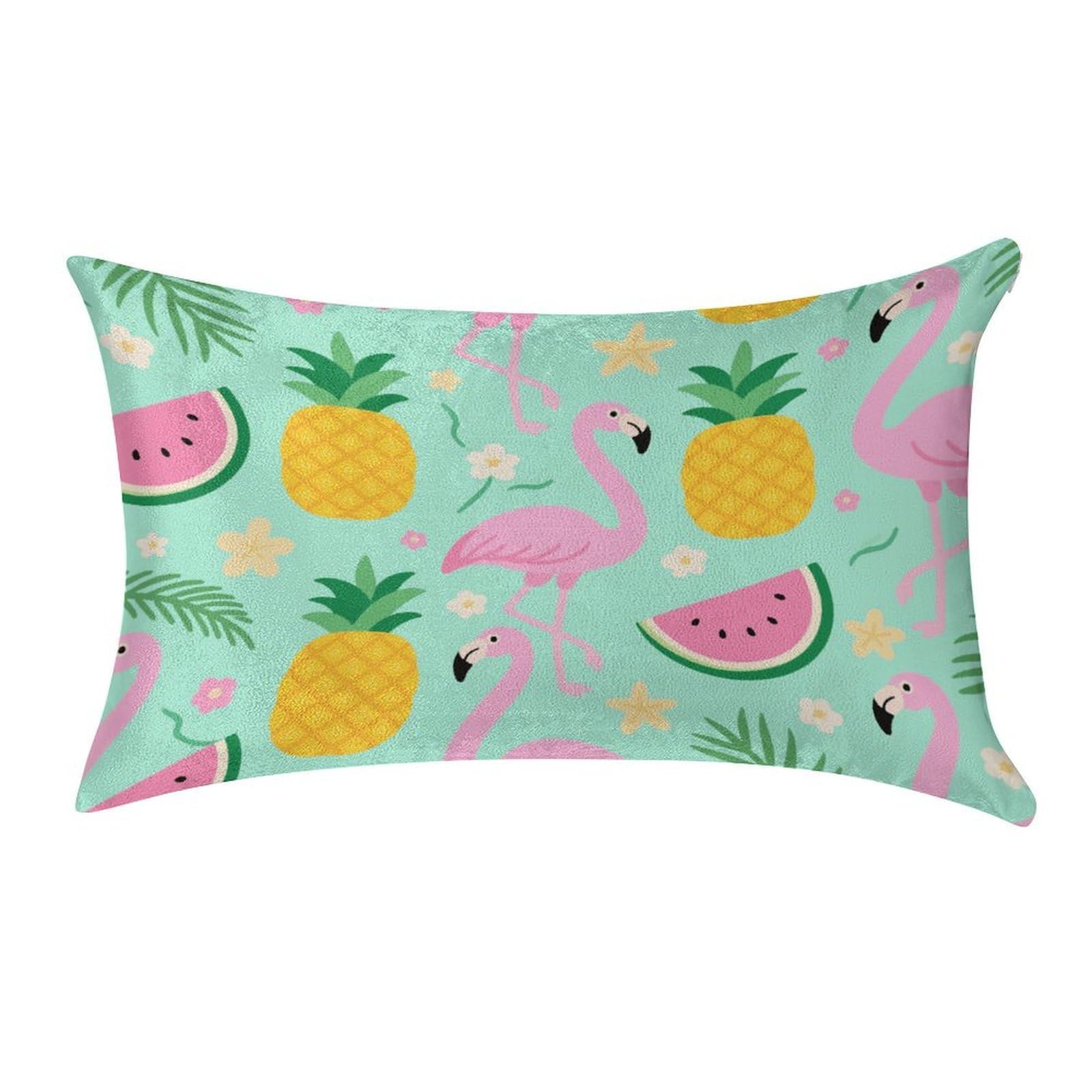 VstaDank Pineapple Watermelon Flamingo Throw Pillow Covers for Bed Pillow Shams Zipper Velvet Pillow Cases Cozy Cushion Cover Soft Pillow Protectors for Car Home Decor Pillowcases 12 "×20 "