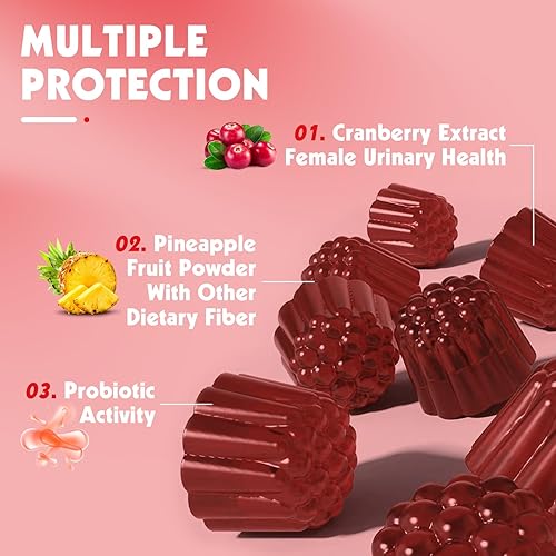 Miniatura 5 de Gomitas de equilibrio femenino de piña para mujeres, apoyo inmunológico de PH Health con arándano, suplemento probiótico vegano para la salud