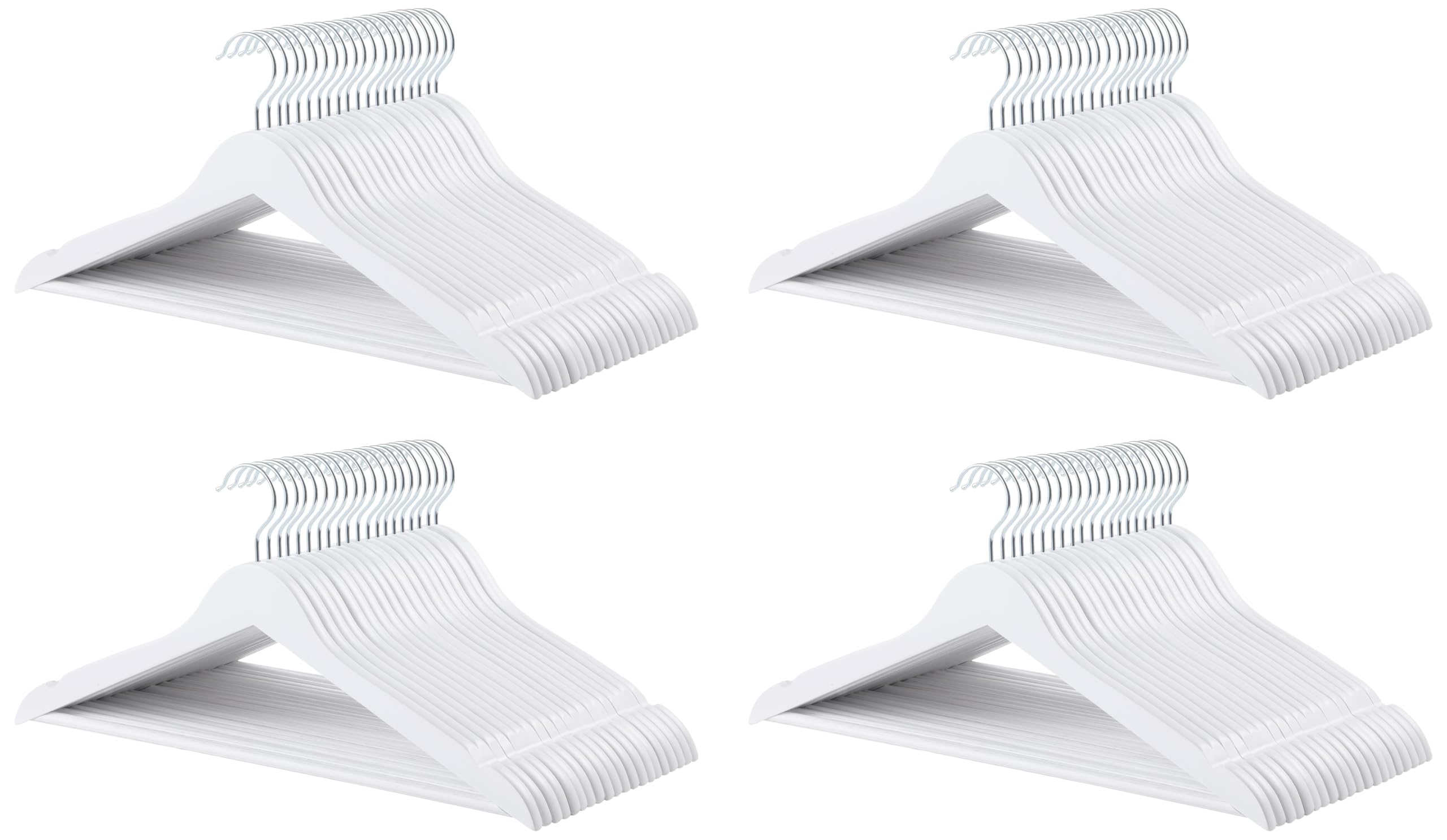 Amazon Basics Durable Wooden Clothes Hangers,White,(Pack of 80)