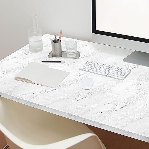 Miniatura 3 de VBS - Papel tapiz autoadhesivo de papel de contacto 24 x 78 pulgadas para armario de encimera de cocina y baño color blanco mate y gris juego de 2