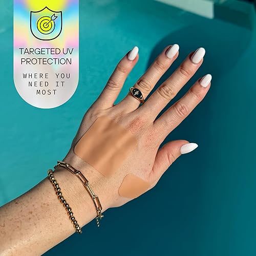 Miniatura 4 de Sun Patch Hypoallergenic Sun-Screen Square Shaped Patches, 100% Silicone UPF-50 UV Protection, Reusable, 1 Pack/8 Squares, Sunkiss (Nude)