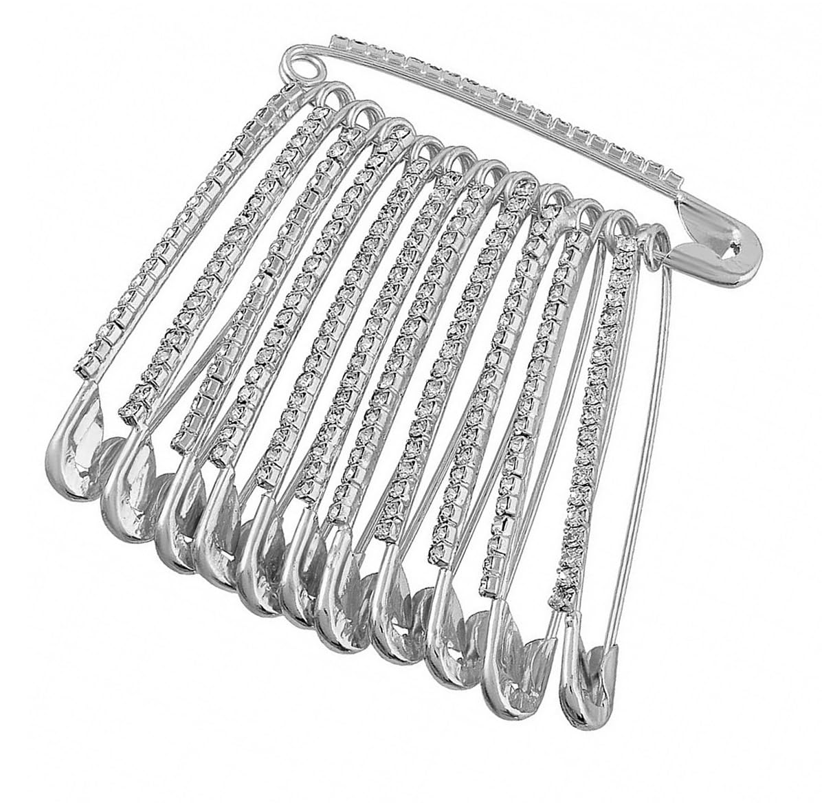THANUS CRAFT Silver safety Sadi pin Brooch for Sari Indian Dress Necklace Pallu Lehanga Pleats handkerchief pins Women Saree (B09T9KZLFM) Amazon Price History, Amazon Price Tracker