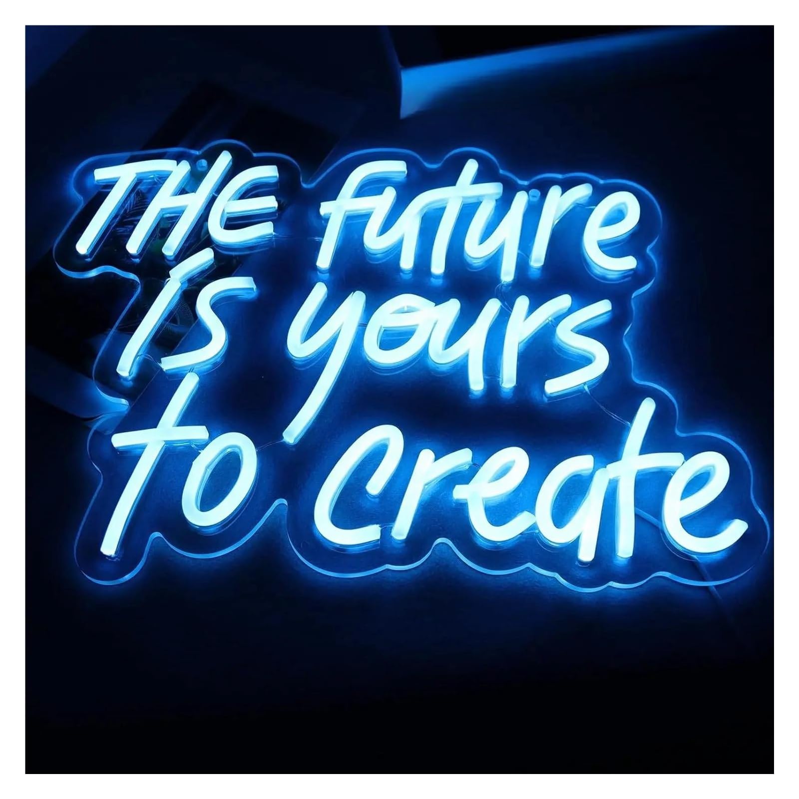 Home Bar Decor The Future is Yours to Create Neon Sign USB Powered Dimmable Neon Lights for Office Bedroom Party Wall Decoration 28.54cm×39cm