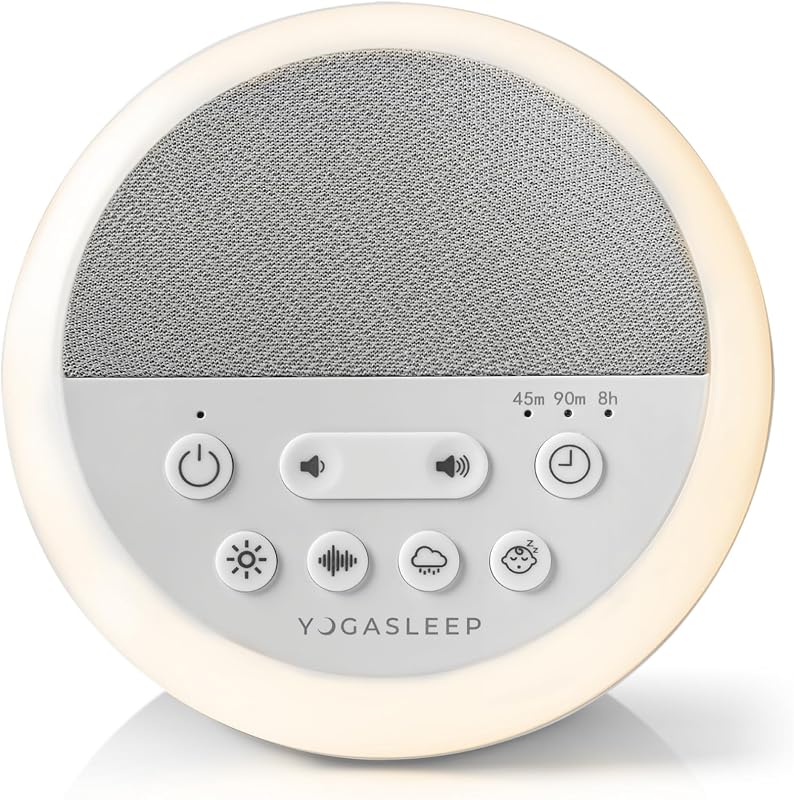 Yogasleep Nod Máquina de sonido con ruido blanco, con luz nocturna suave y temporizador de sueño, 20 opciones de sonido que incluyen canciones de cuna, ruido de naturaleza y rosa, ayuda para dormir para bebés y adultos, cancelación de ruido para privacidad en la oficina