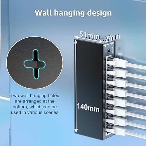 Miniatura 5 de Interruptor Gigabit Ethernet de 8 puertos no administrado, divisor Ethernet de red VIMIN para montaje en escritorio o pared, sin ventilador, Plug