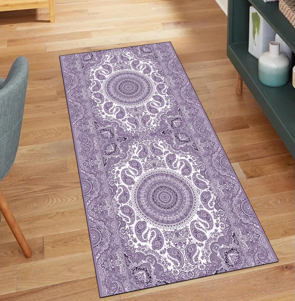 Alfombra de cocina lavable y antideslizante larga color lila