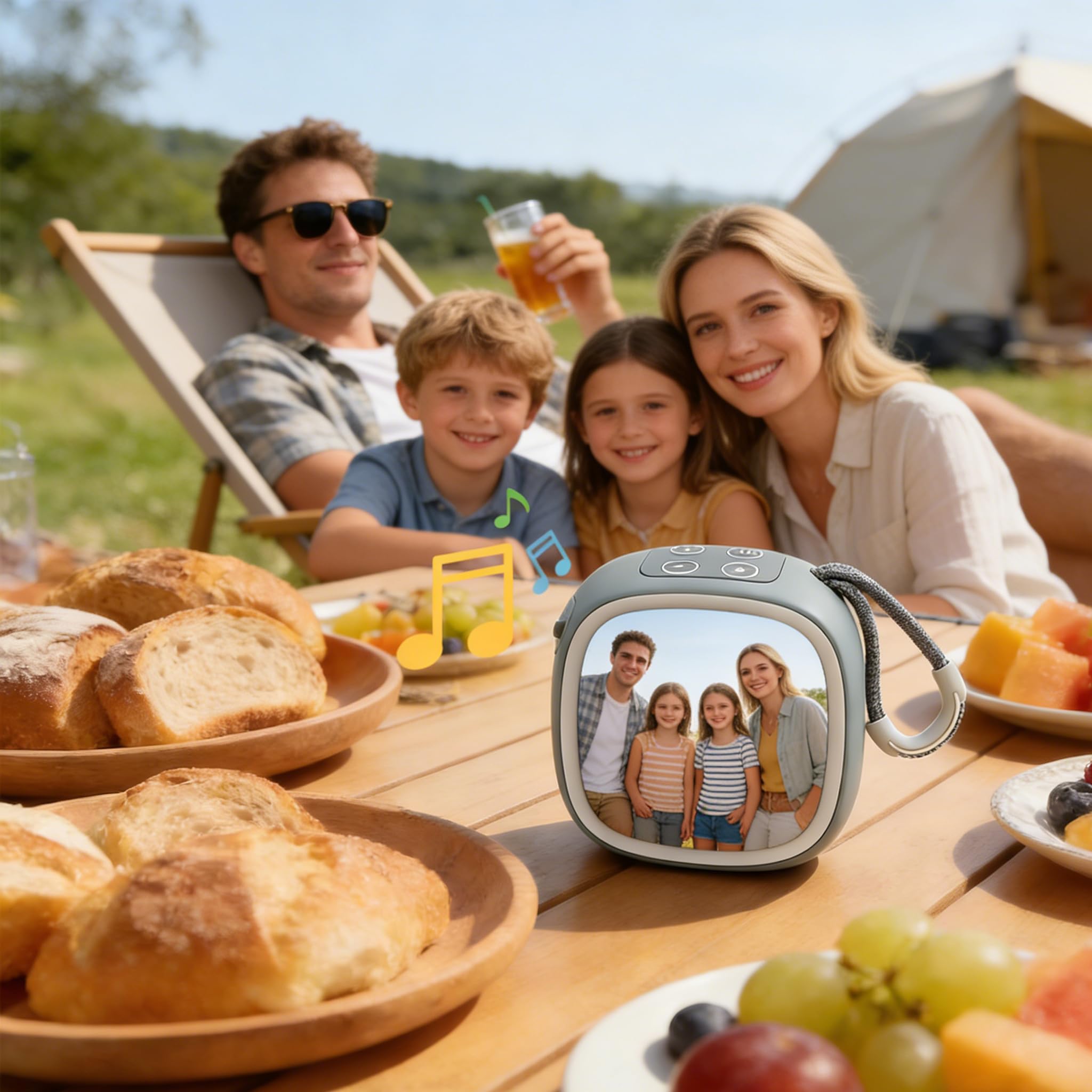 Cassa Bluetooth portatile personalizzata con foto, nome o logo – Altoparlante compatto con maniglia per escursioni, viaggi – Cassa wireless personalizzata regalo uomo, donna, idee affari (Nero)