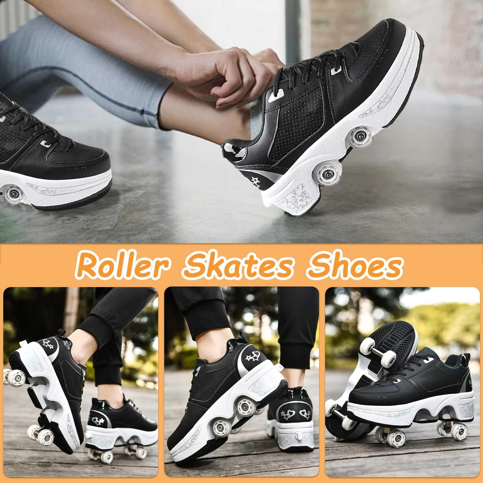 Scarpe con rotelle, Pattini a Rotelle, Scarpe a Pattini, Scarpe con Automatiche Rotelle Retrattile, Outdoor Multisport Scarpe da Skateboard