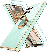 Vista 53 de Gritup Funda para Samsung Galaxy A14 5G: Funda para Samsung A14 2 piezas, protector de pantalla, soporte de anillo de rotación de 360°, soporte