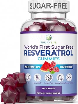 Sugar-Free Resveratrol Gummies, Antioxidant Support Supplement, 60 ct