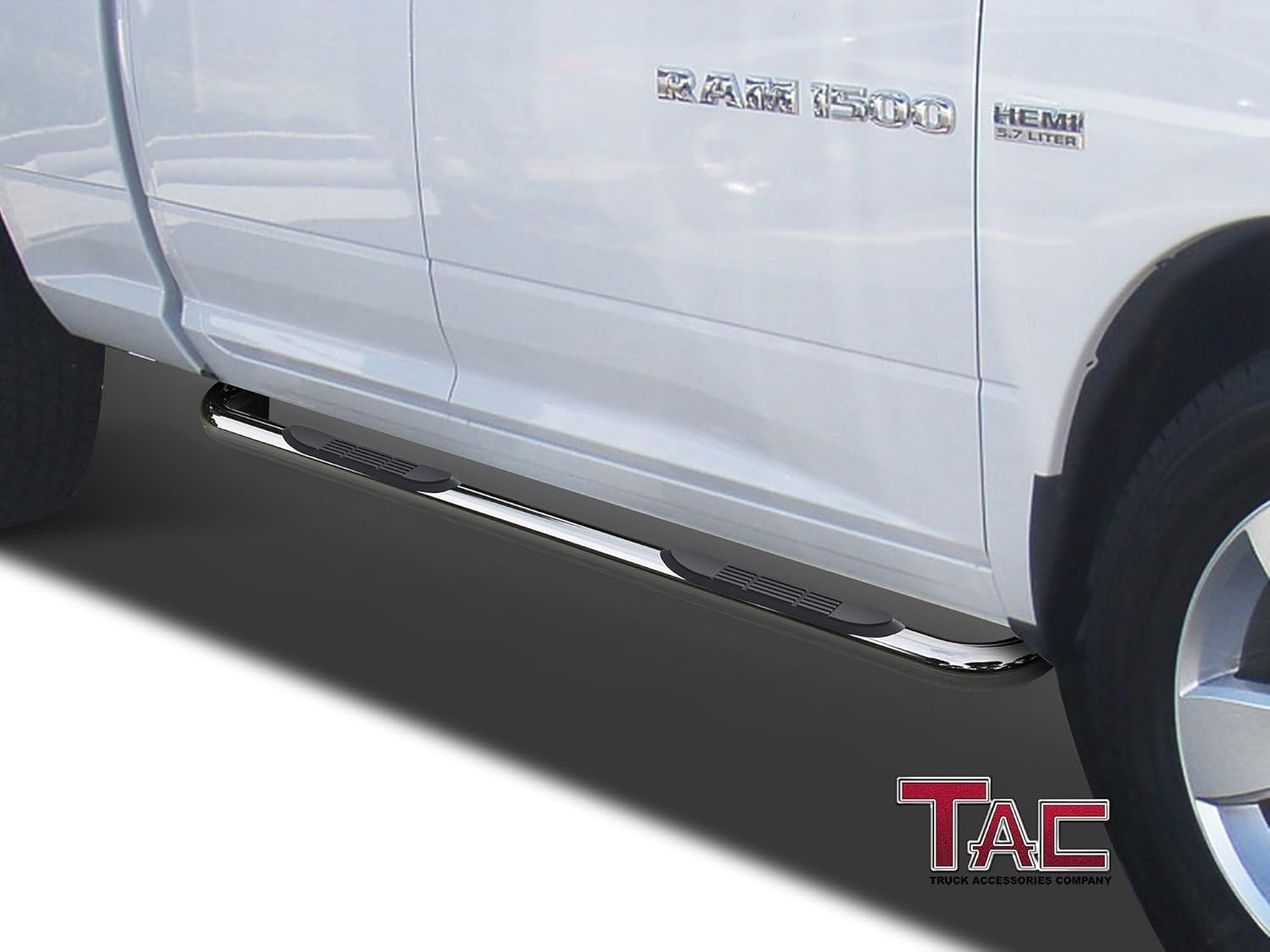 TAC Side Steps Fit 2009-2018 RAM 1500 Quad Cab | 2019-2024 RAM 1500 Classic Quad Cab Pickup Truck 3" Stainless Steel Side Bars Nerf Bars Step Rails Running Boards Off Road Accessories 2Pcs
