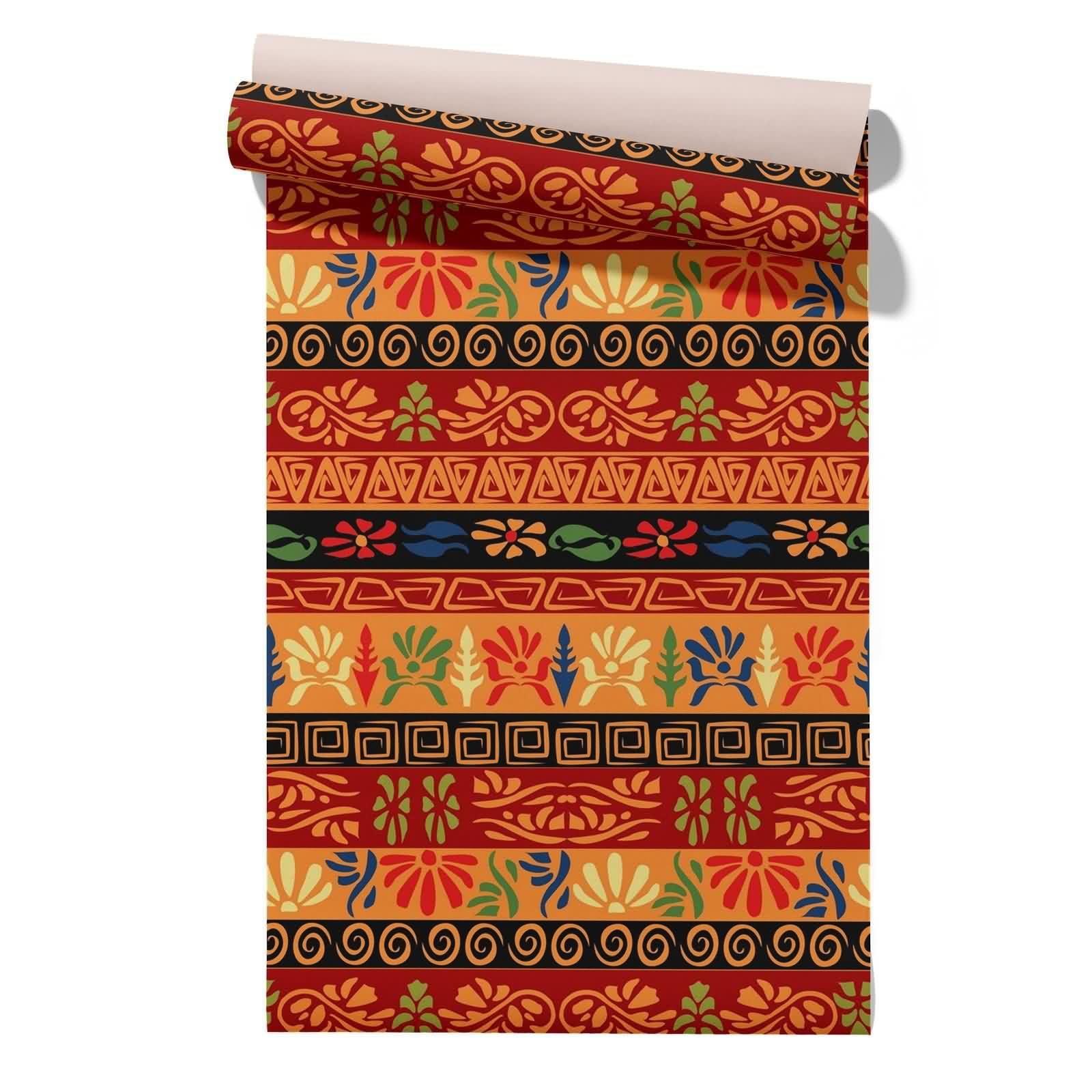 Cevan Style 7 Kitchen Wallpaper Full Roll Self Adhesive Floral Ethnic Patterns Retro Borders Plastic Covering Panels Waterproof Removable Peel And Stick 45X300cm