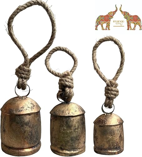 Miniatura 2 de Mango Gifts Campana de armonía vintage hecha a mano de hierro, estilo rústico, grande, relajante, tranquilo, para colgar en Navidad, campanas en