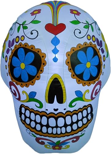 Luces LED inflables de calavera colorida para Halloween de 4 pies de alto, decoración de vacaciones para interiores y exteriores, decoración de