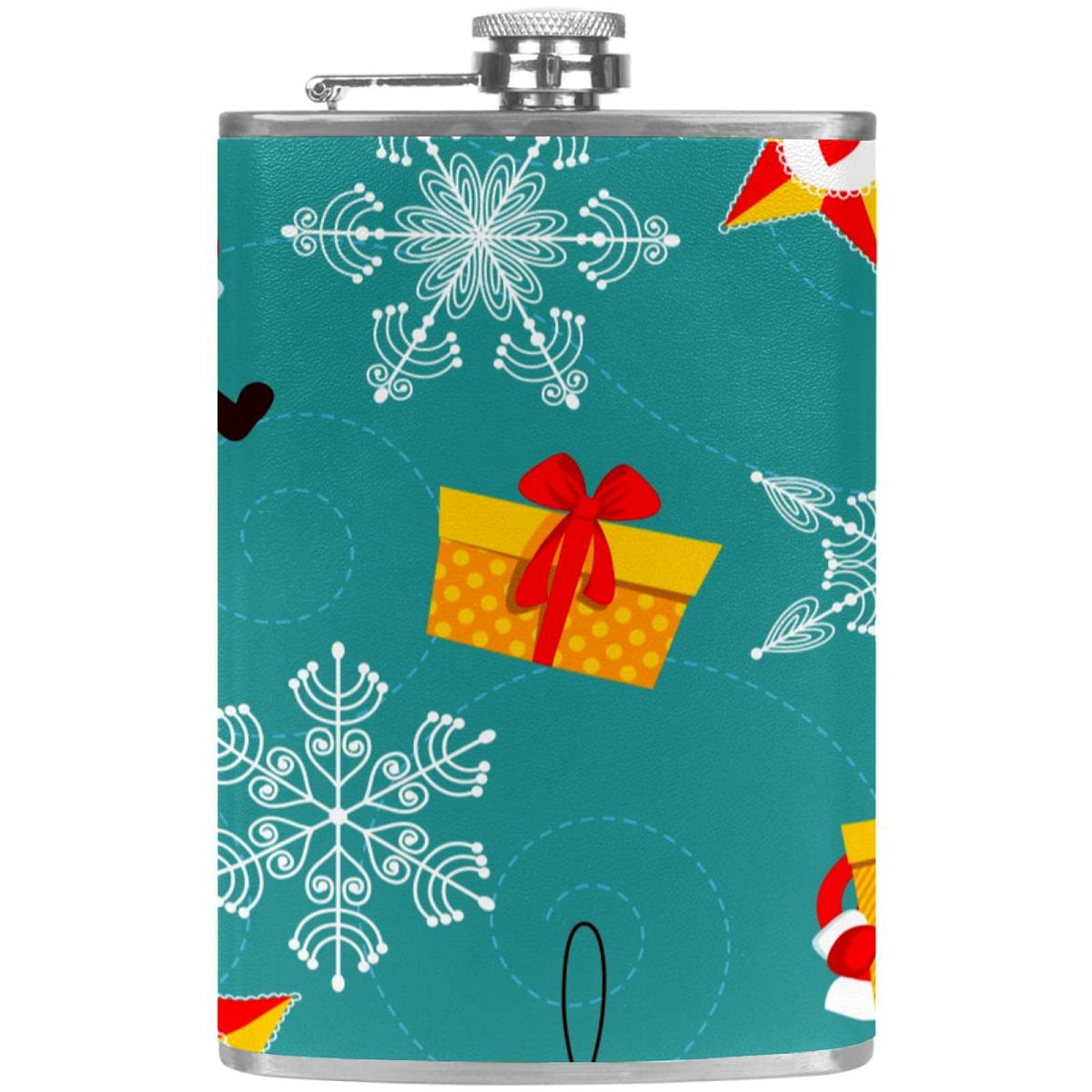 Flasque de poche en acier inoxydable anti-fuite au design de Noël soigné