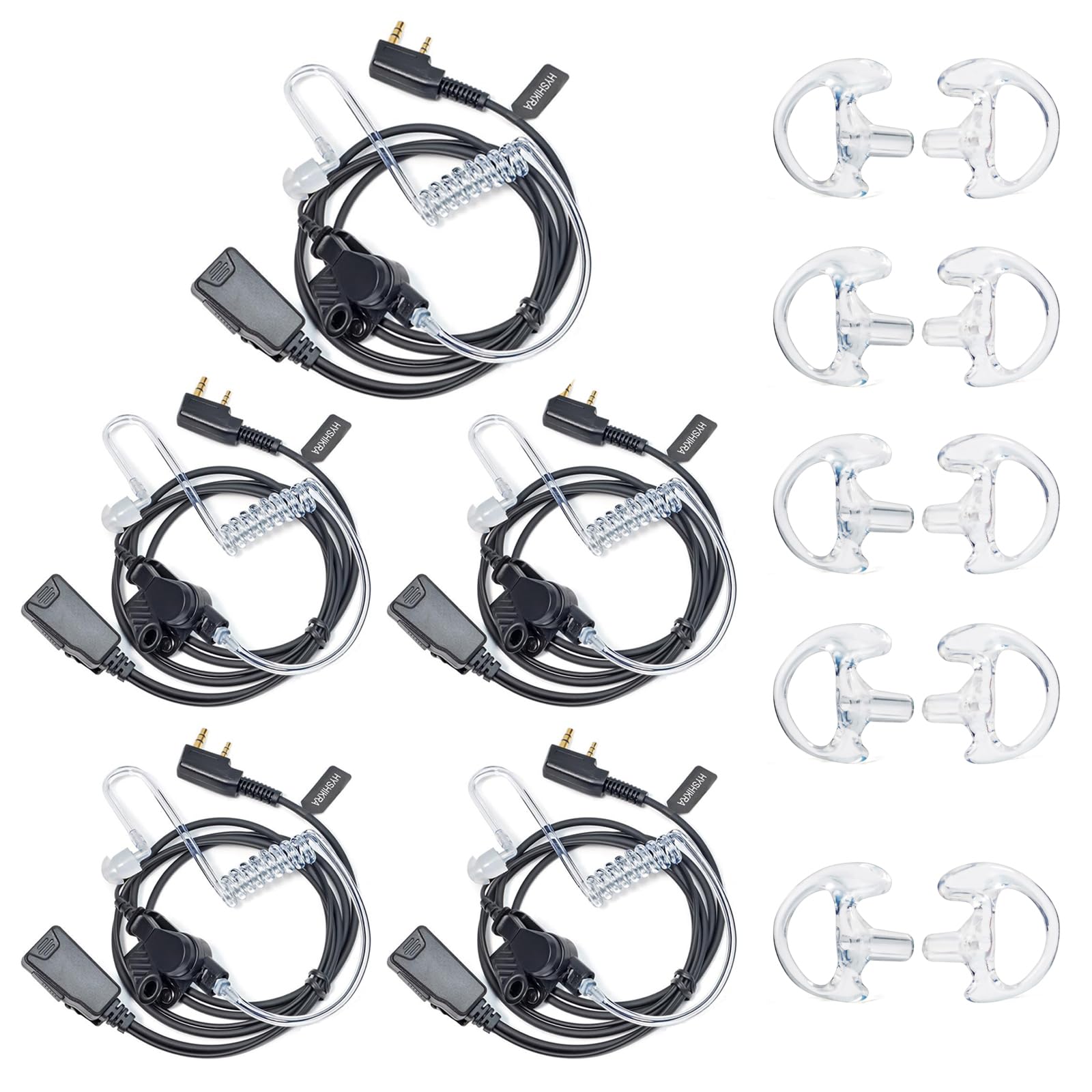 Walkie-Talkie-Ohrhörer mit Mikrofon 2-poliges Headset | mit PTT kompatibel mit Kenwood Retevis Baofeng UV-5R Radio-Ohrstück für Security Bodyguard
