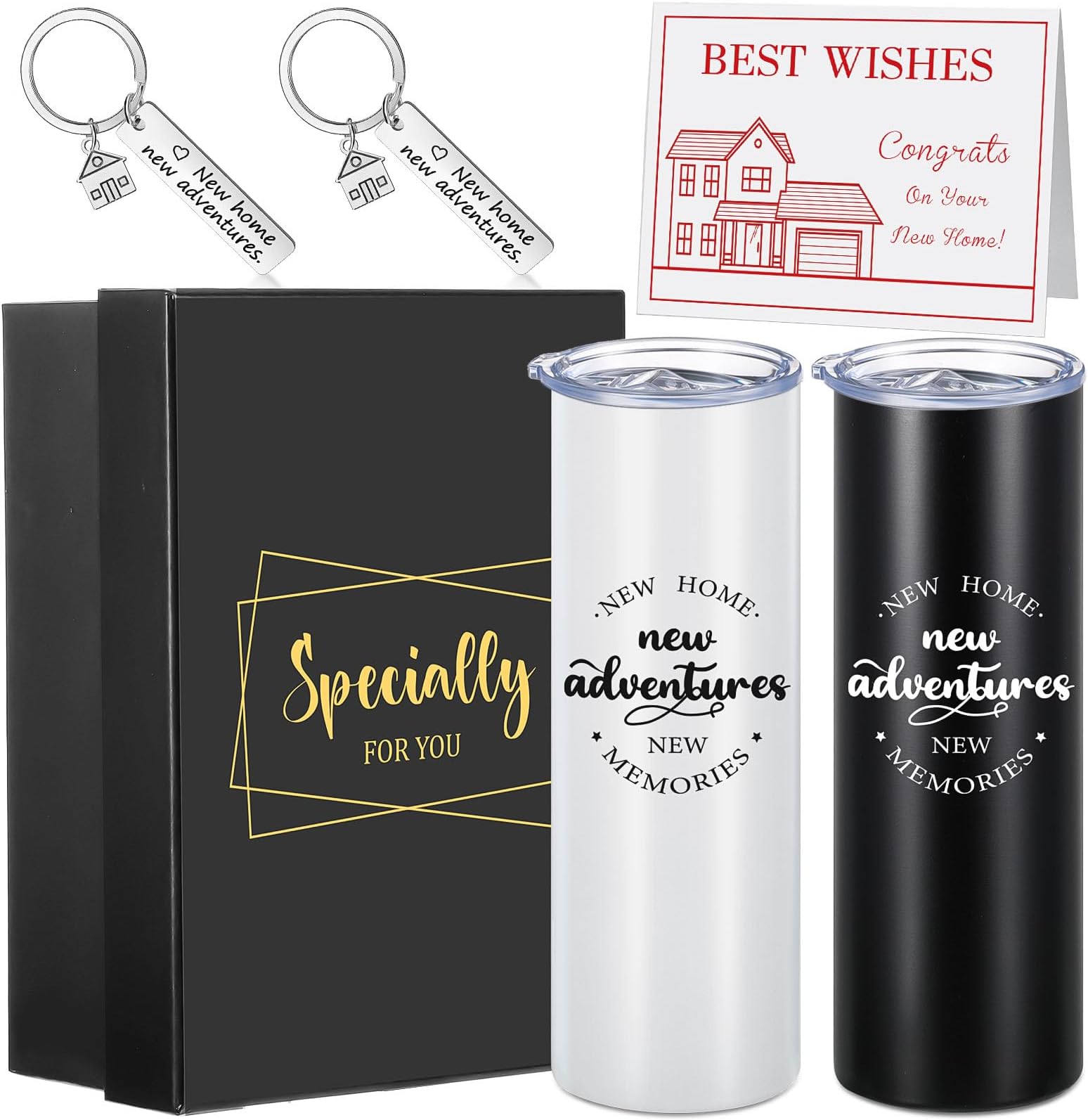 Sieral House Warming Gift for New Home House Warming Wine Tumbler for Women Men New Adventure for Friend Owner Couples Homeowners Clients Real Estate Agent Wedding Gifts(20 oz,Fresh Style)