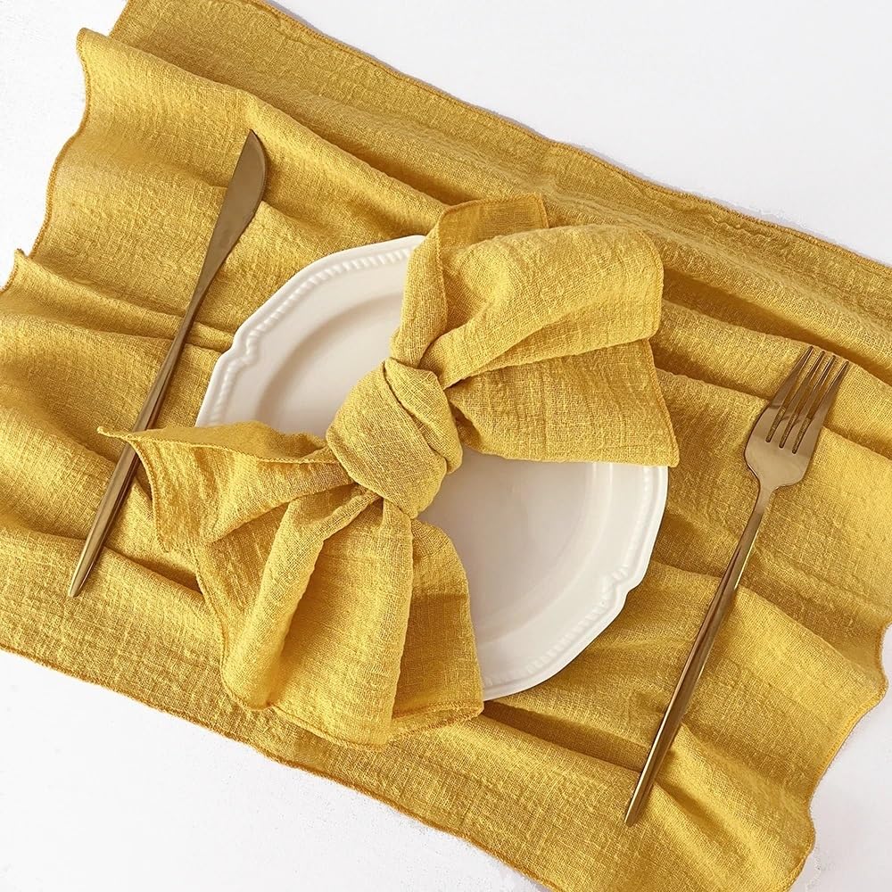 cloth napkins, 24PCS Cotton Gauze,Napkin Muslin Tea,Cheesecloth For Wedding Party Rustic Table Decoration(Yellow)