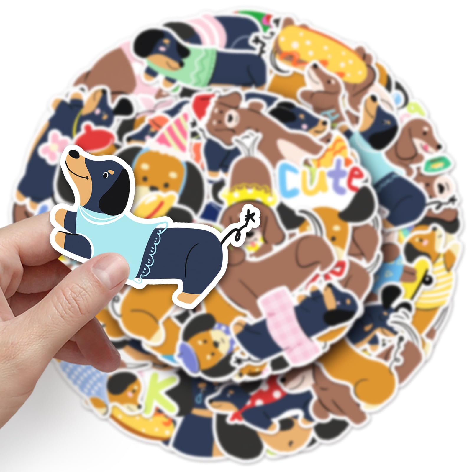 50 Pcs Dachshunds Stickers for Kids Teens Adults Boys Girls Gift,Dachshunds Stickers Pack for Laptop,Skateboard,Luggage,Car,Bike - Image 2