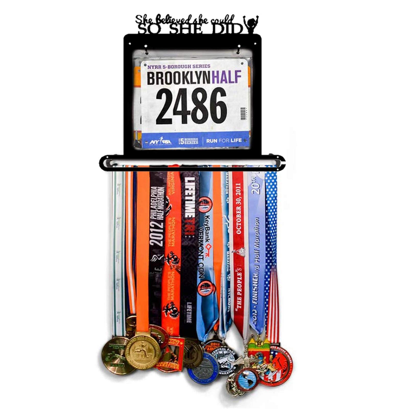 Race Medals Halterung für Medaillen, Premium-Medalen-Display-Rack, Gymnasts-Medalen-Halter, für Sport Race Runner Sturdy Schwarz