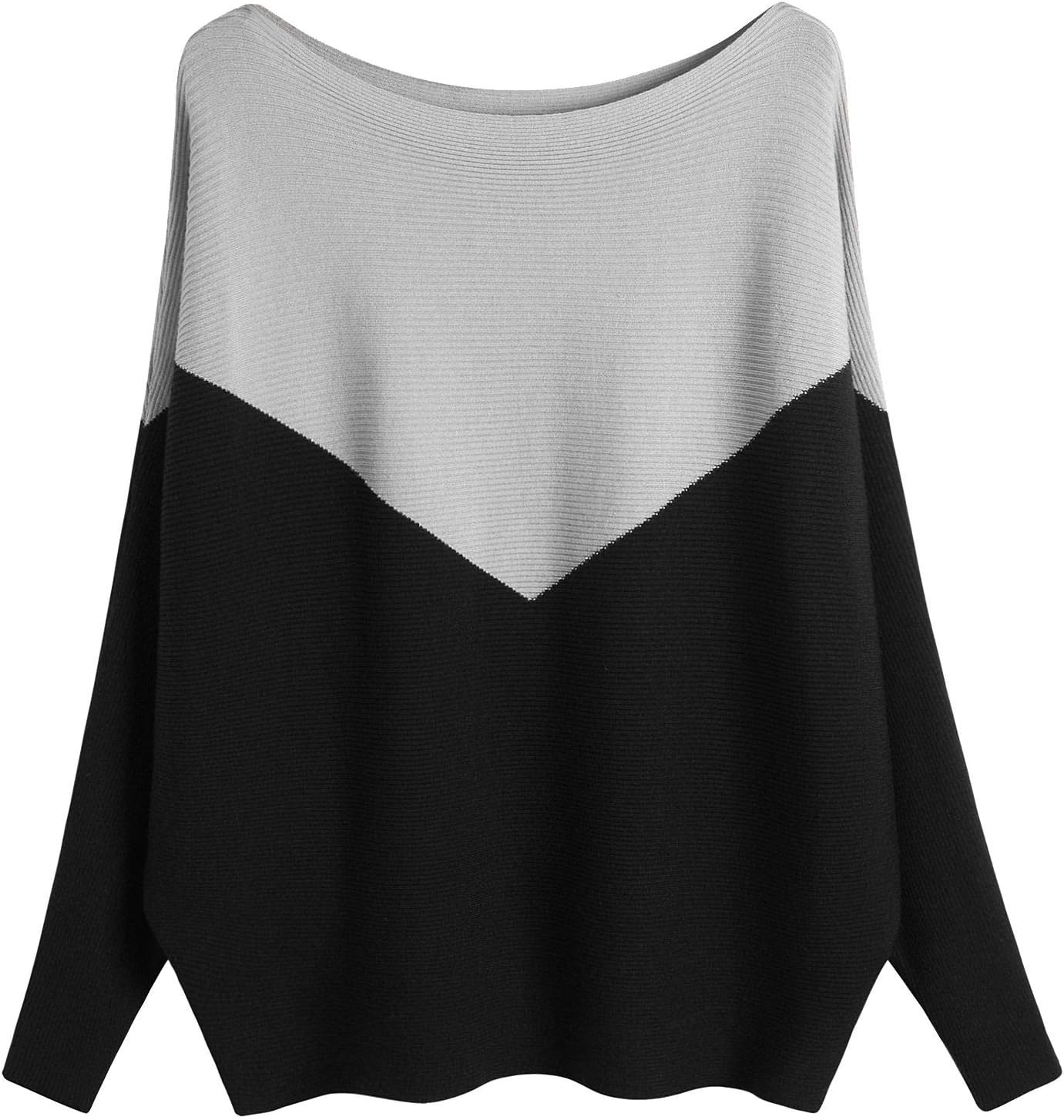 MAKARTHY Womens Striped Sweaters Batwing Sleeves Knitted Dolman Pullovers Tops Sweatershirts