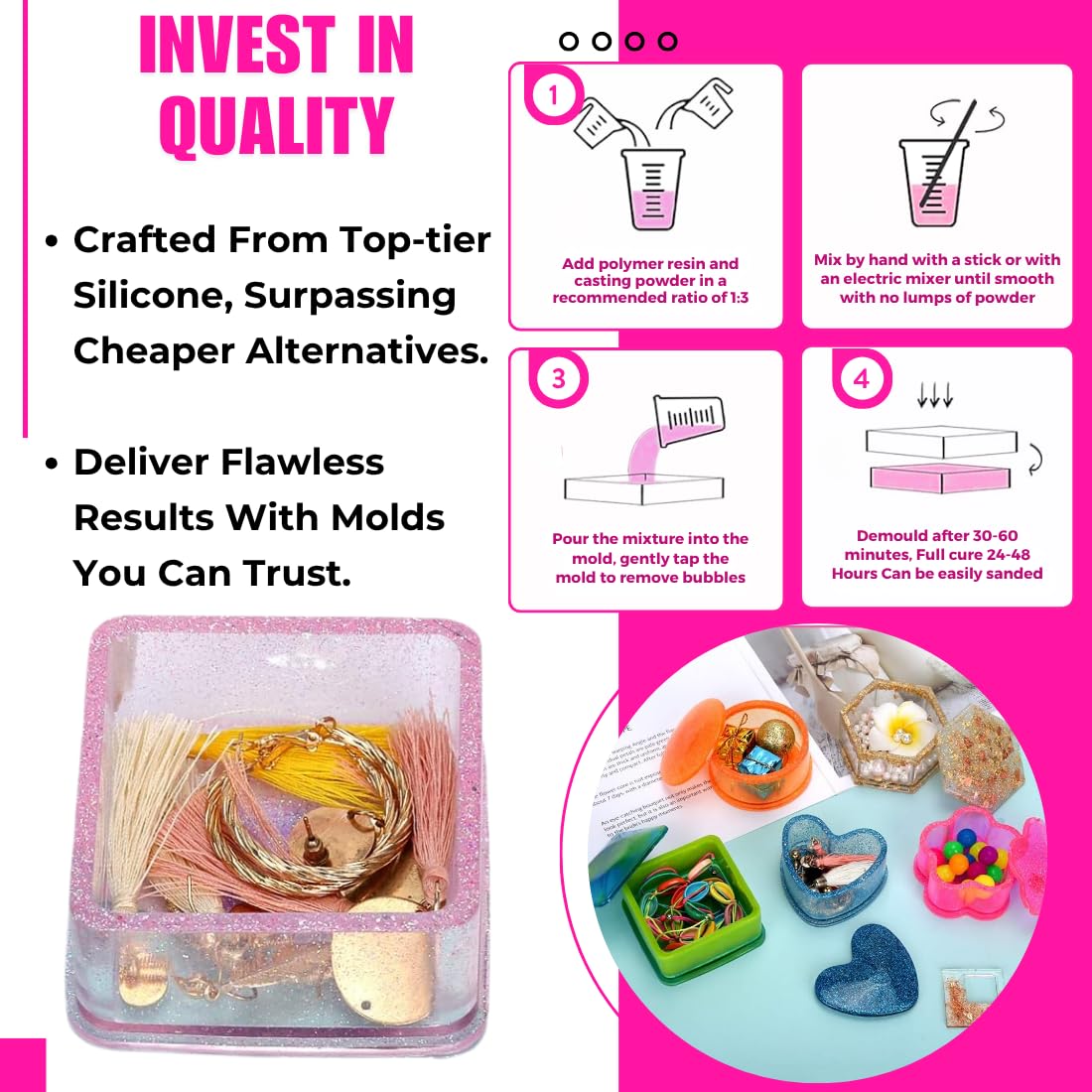 Oytra Resin Art Mould Set - 4 Piece Silicone Molds -5
