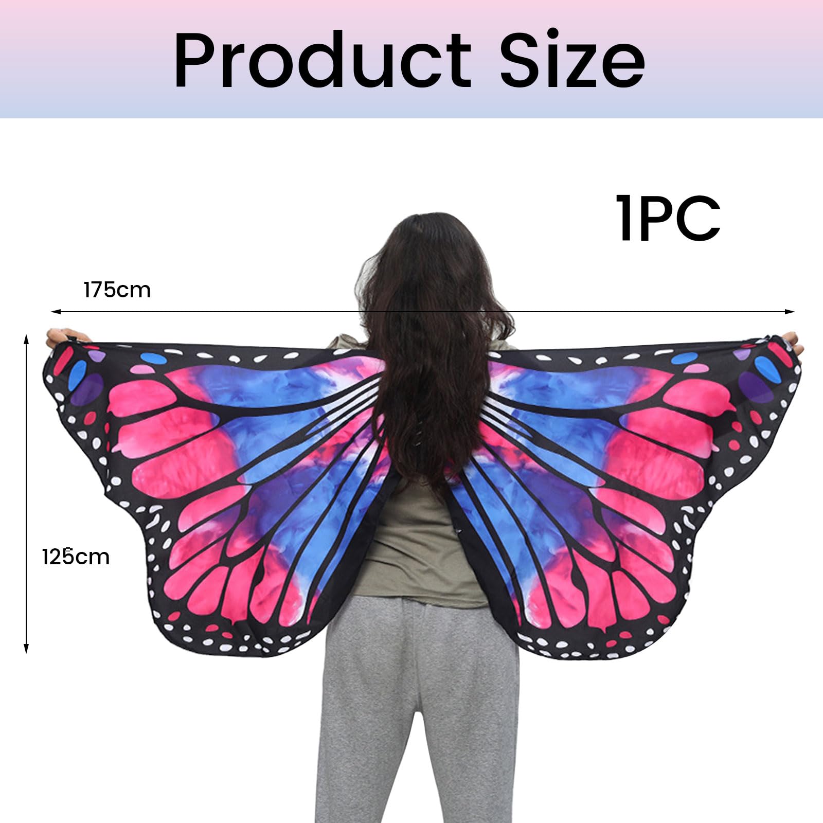 Kabwea 1 Blue-Pink Carnival Suspenders with Butterfly Design for Adults Women's Fancy Dress, Women's Costumes, Group Costume Adults - Image 2