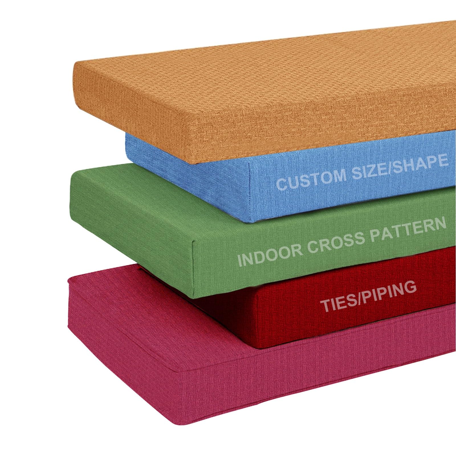 Custom Bench Cushion, Window Seat Cushion, High Resilience Foam Replacement Cushions for Indoor Outdoor Furniture, Living Room, Kitchen, Patio, Garden, Bench Seat Cushion(Cross pattern,Thick 5cm)