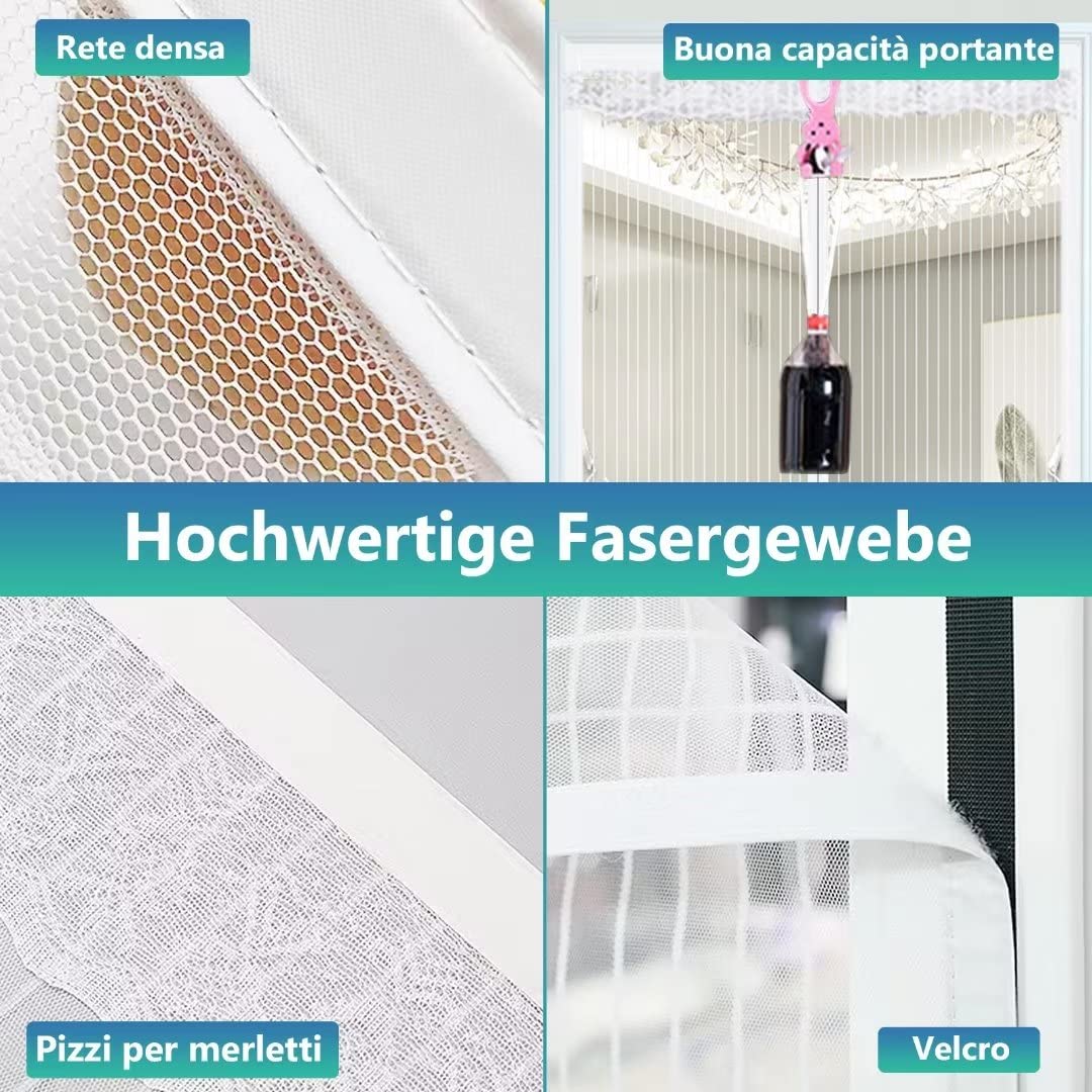 Cozomiz Magnet-Fliegengitter Vorhang Für Türen – 90x215cm, Ohne Bohren Mit Klettmontage, Perfekt Für Balkon & Terrasse (Weiß)