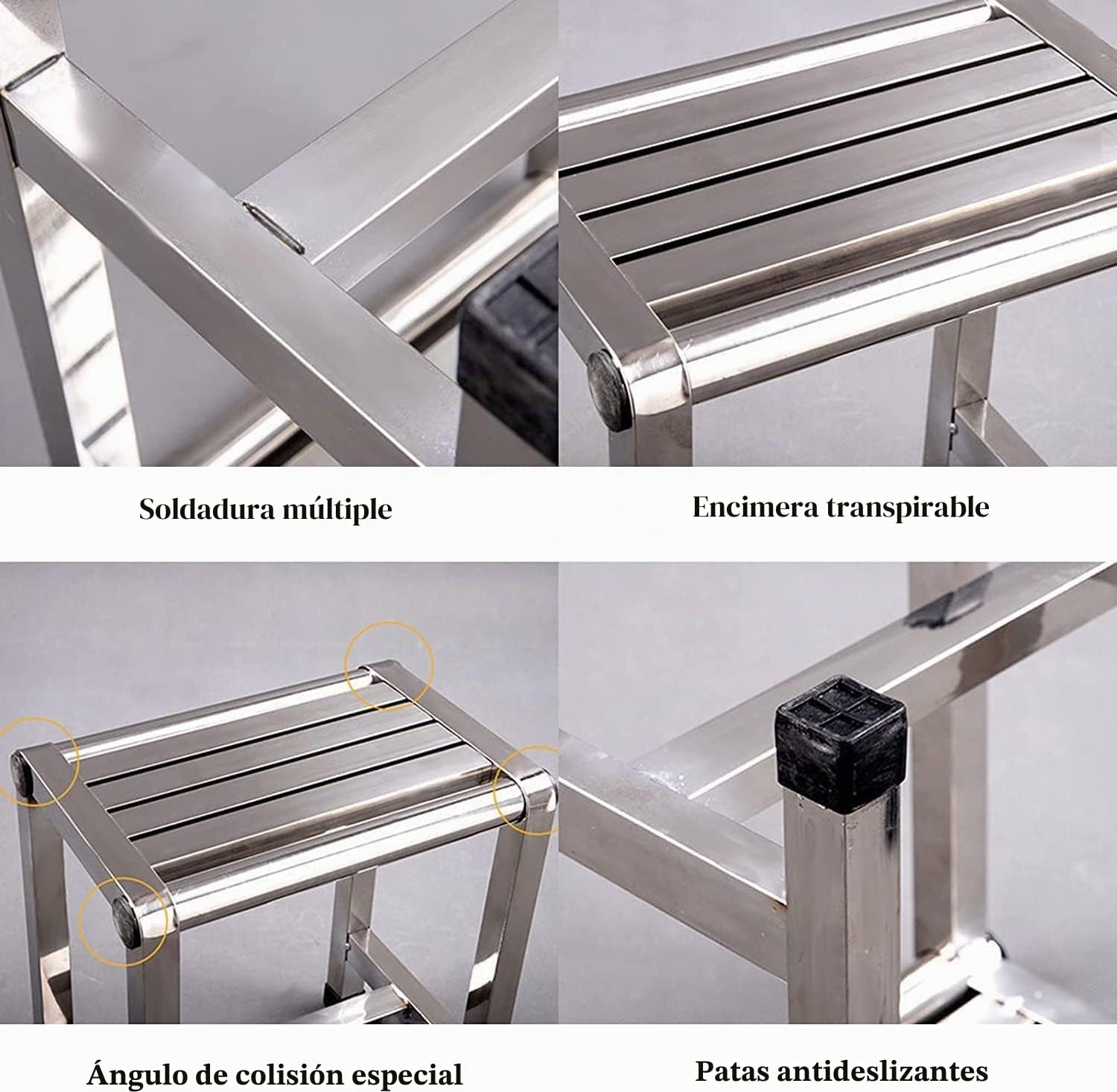 Taburete de Ducha, Asiento de Ducha, Capacidad de Carga de Acero Inoxidable 300 kg y diseño Antideslizante para Ducha, Banco de Ducha Aplicable a Personas Mayores y discapacitadas,41cm