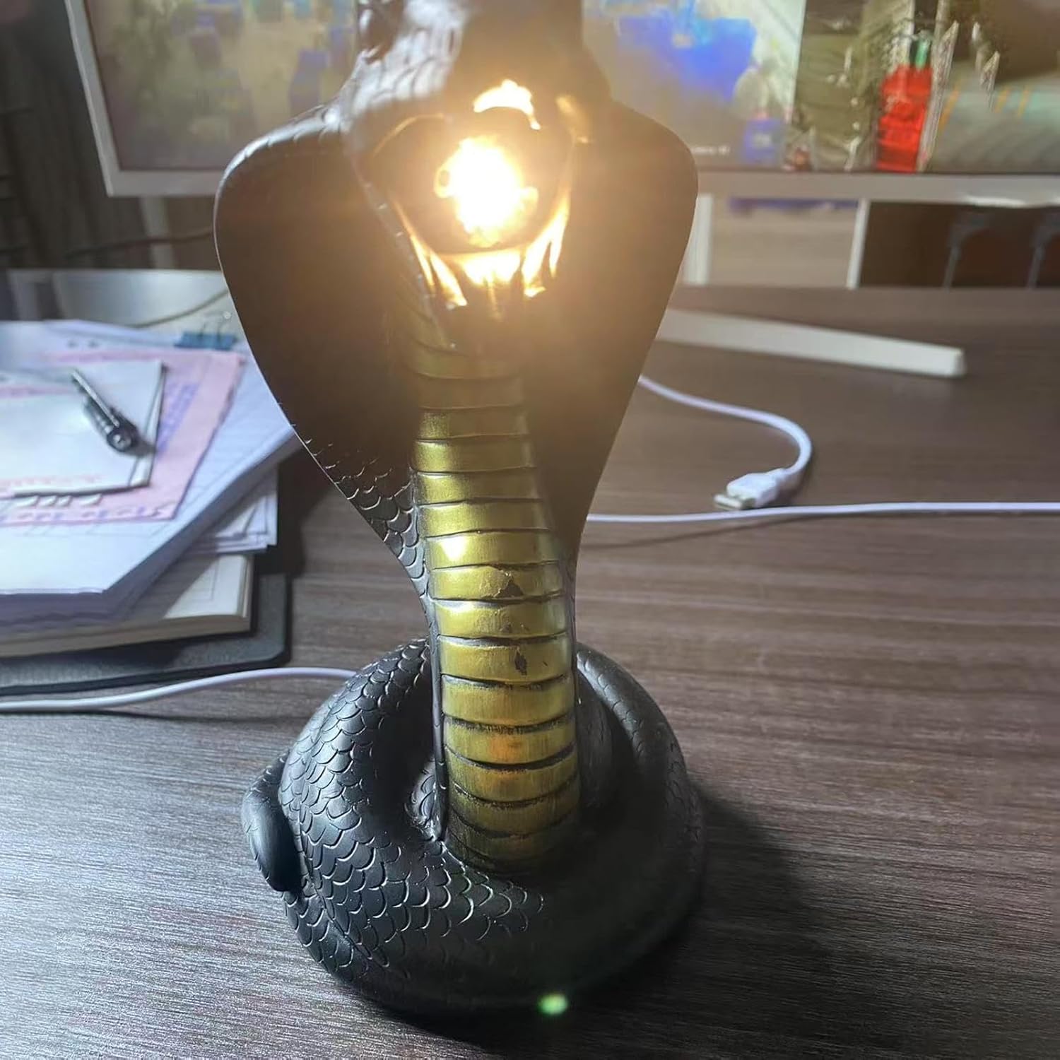 Exquisite Illumination Stylish Bedside Room Decor for Study Dorm Offices Home | Gothic Snake Night Light - Table Nightlight Gothic Snake Figurine | Bedroom Study Home Dorm Offices Scary Night