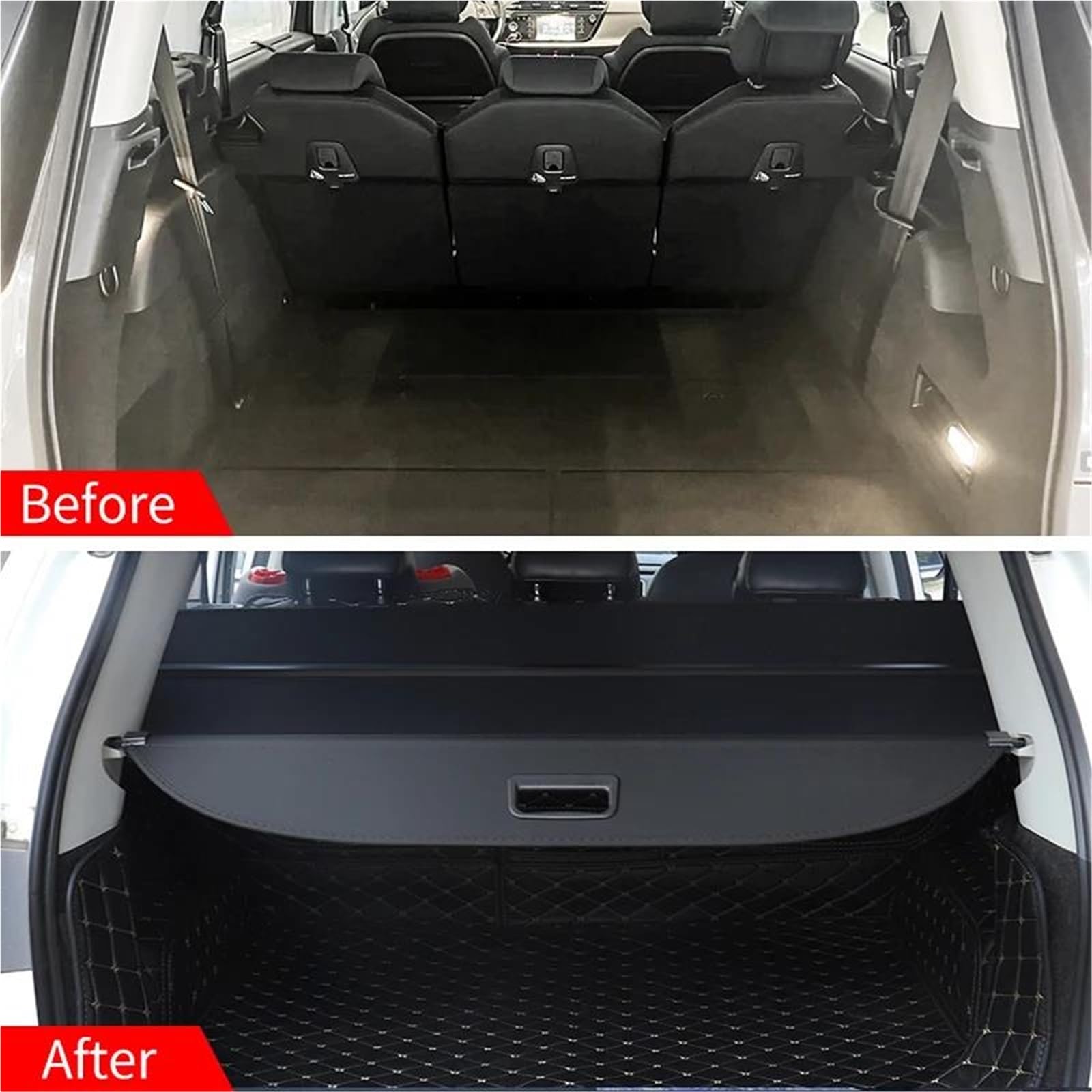 Generico Posteriore Tronco Privacy Cappelliera per Citroen per Grand C4 per Picasso 7 Posti 2014-2018 Retrattile Tronco Cargo Copertura Pacchetto Cremagliera Impermeabile Privacy(Carbonio)