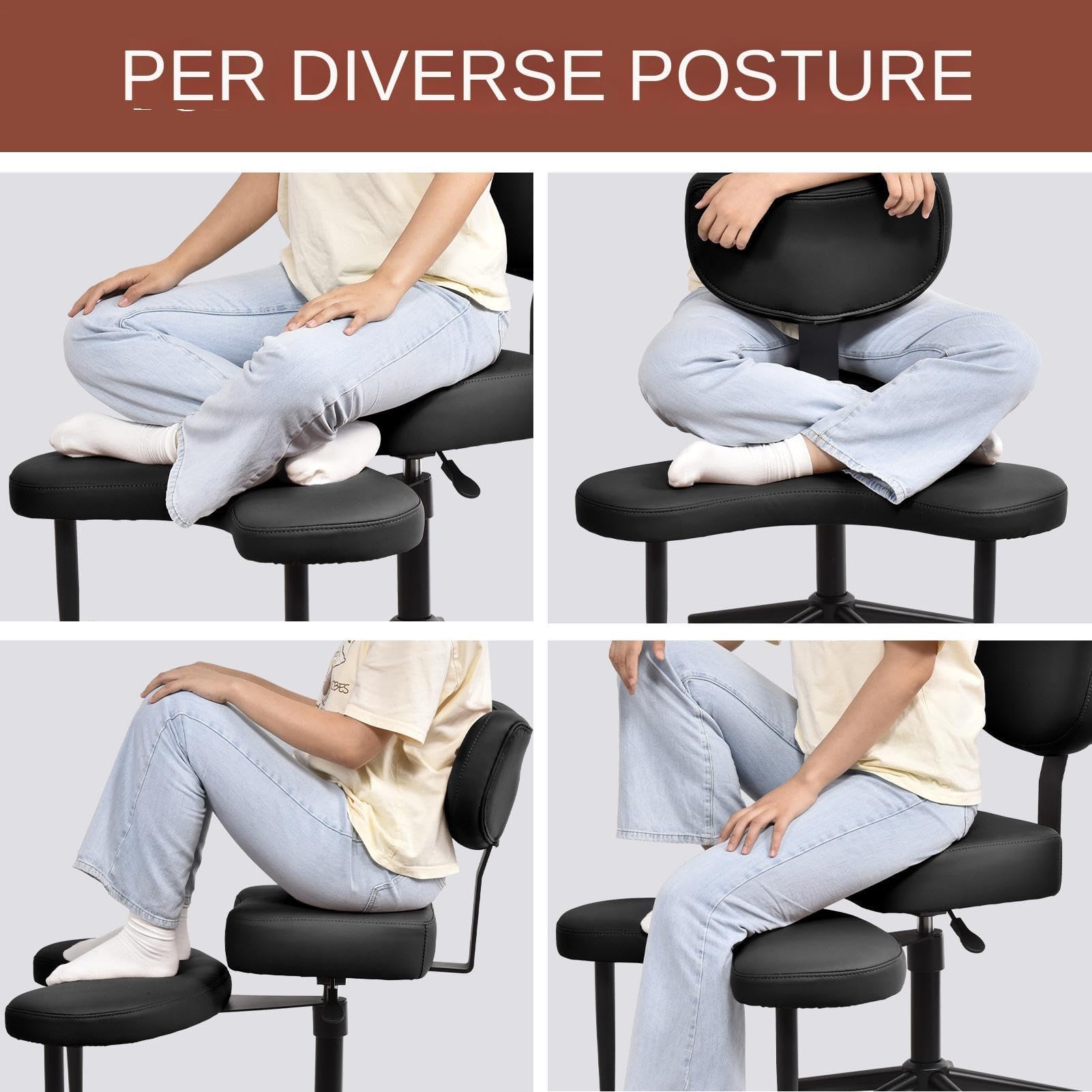 Sedia Da Meditazione, Sedia Da Ufficio Con Gambe Incrociate E Ruote, Regolabile In Altezza,Con Supporto Lombare,adatta A chis Lavora In Ufficio Per Lunghi Periodi, Adulti Attivi E Appassionati Di Yoga