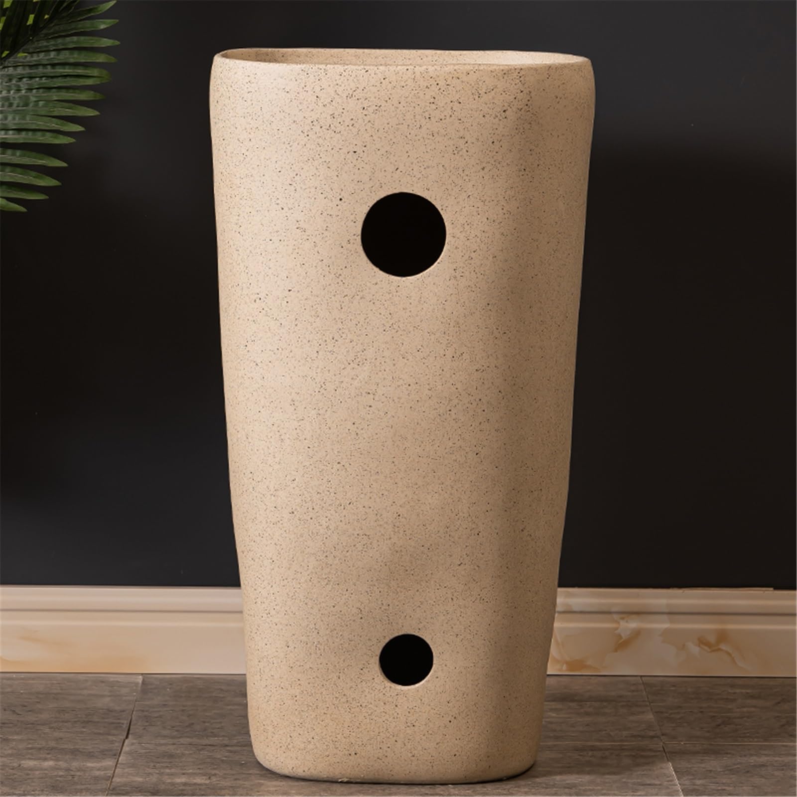 Lavello a colonna in ceramica con rubinetto e kit di scarico, elegante lavabo per la casa per bagno, cortile, balcone, design elegante