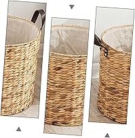 Vista 7 de Zerodeko Cesta de lavandería de mimbre, tejida a mano, lino de algodón natural, portátil, ahorro de espacio, accesorio de almacenamiento
