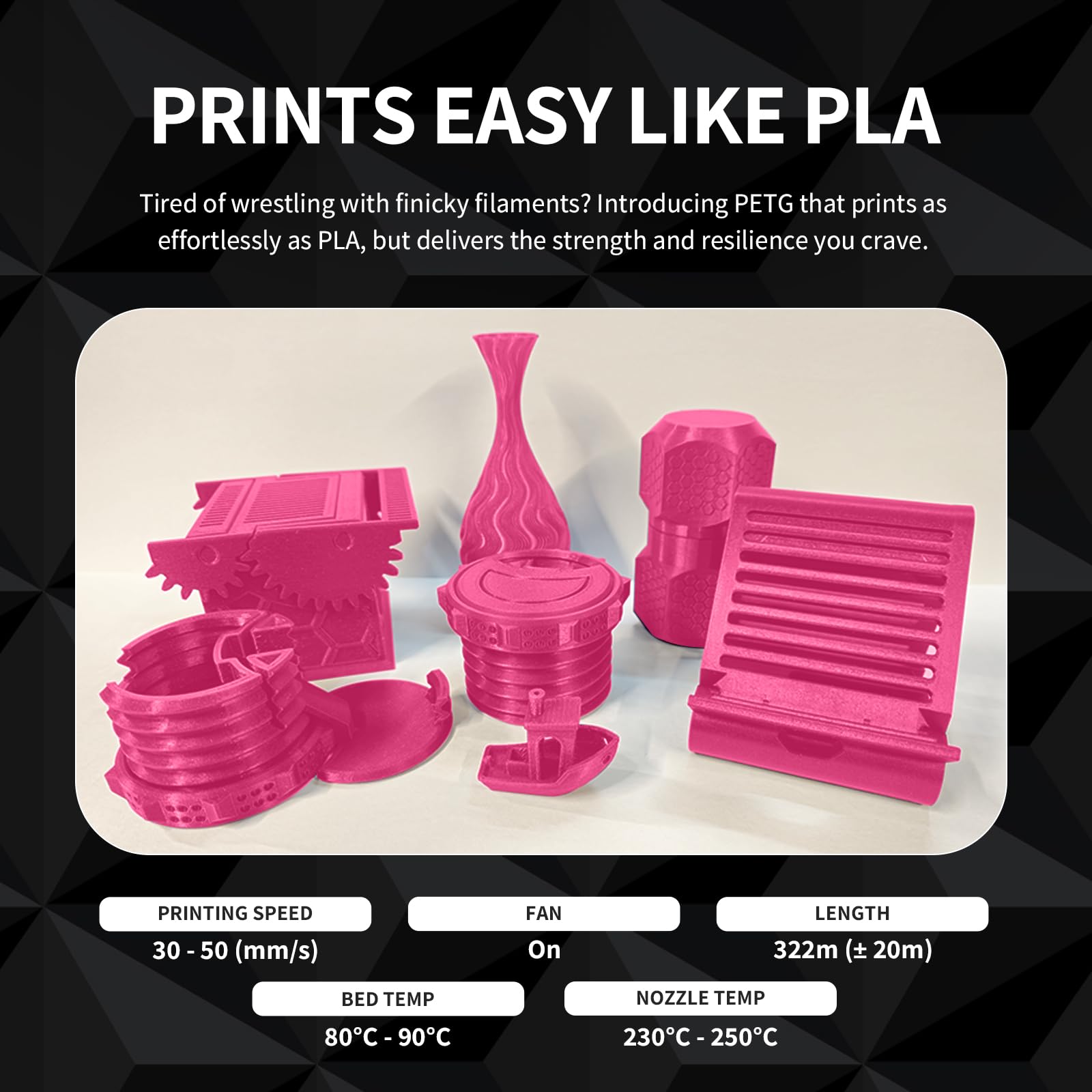 OVERTURE Filamento PETG 1.75mm, 1kg Bobina(2.2lbs), Neatly Wound Durevole PETG Filament per Stampante 3D, Precisione Dimensionale +/- 0.02 mm, 3D Printer Filamento (Magenta)