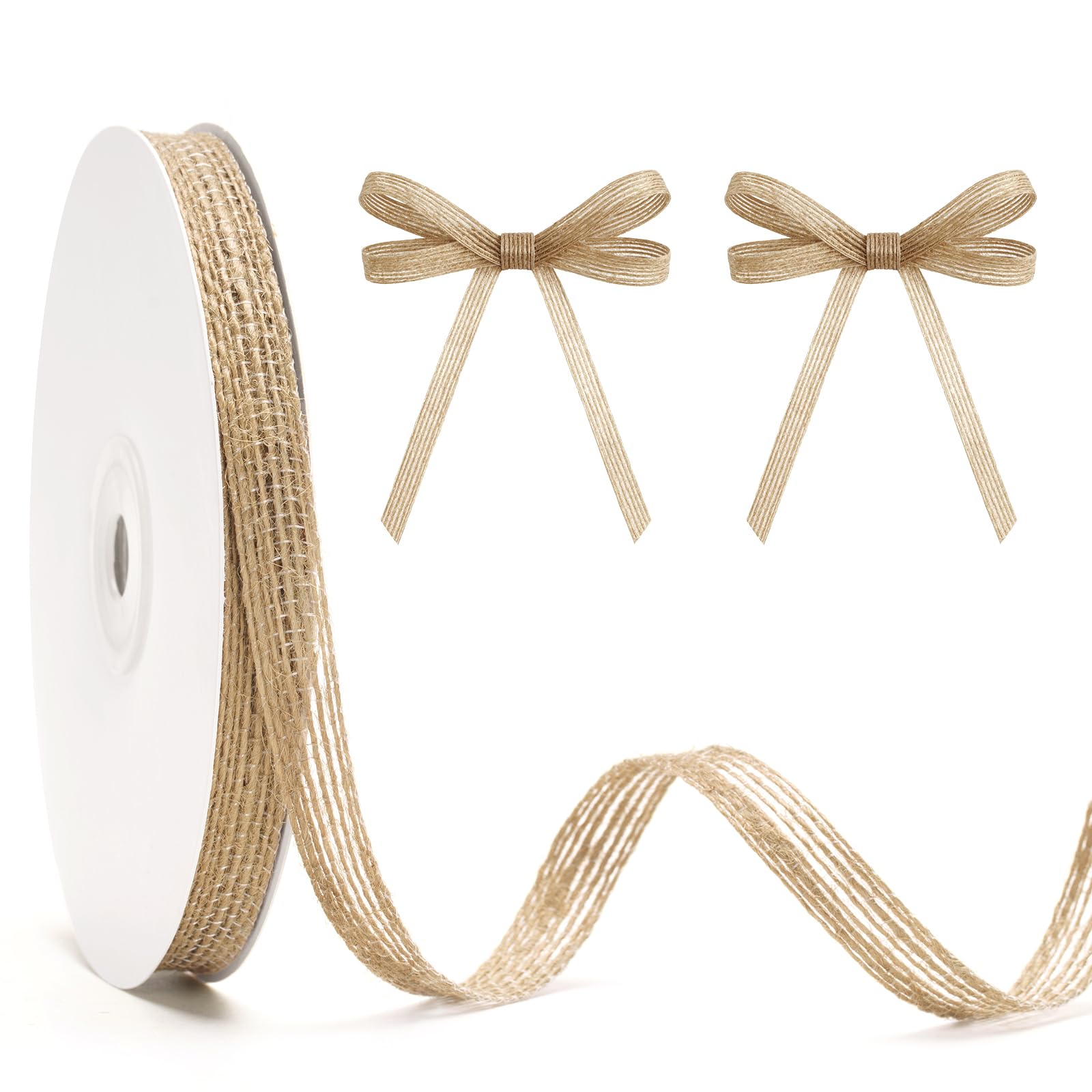 KINGLAKE Jute Hessian Ribbon - 10mm 20 Yards Natural Burlap Ribbon — image 1