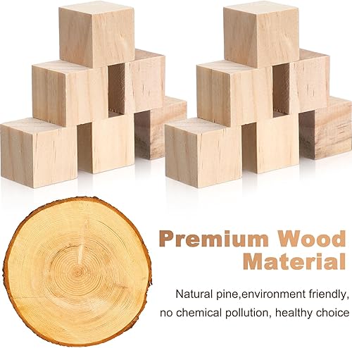 Miniatura 3 de Barydat 300 cubos de madera de 1 pulgada, bloques de madera sin terminar para manualidades, bloque de madera liso para manualidades, cubo de madera,