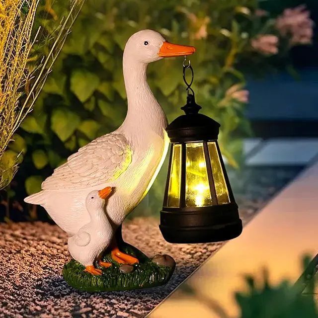 Garten Deko Figuren mit Solar Laterne - Wasserdichte Solarlampe Ente für Draußen