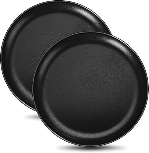 E-far Juego de 2 sartenes para pizza de 10 pulgadas, bandeja antiadherente para tartas de pizza, bandeja redonda de metal para horno, núcleo de