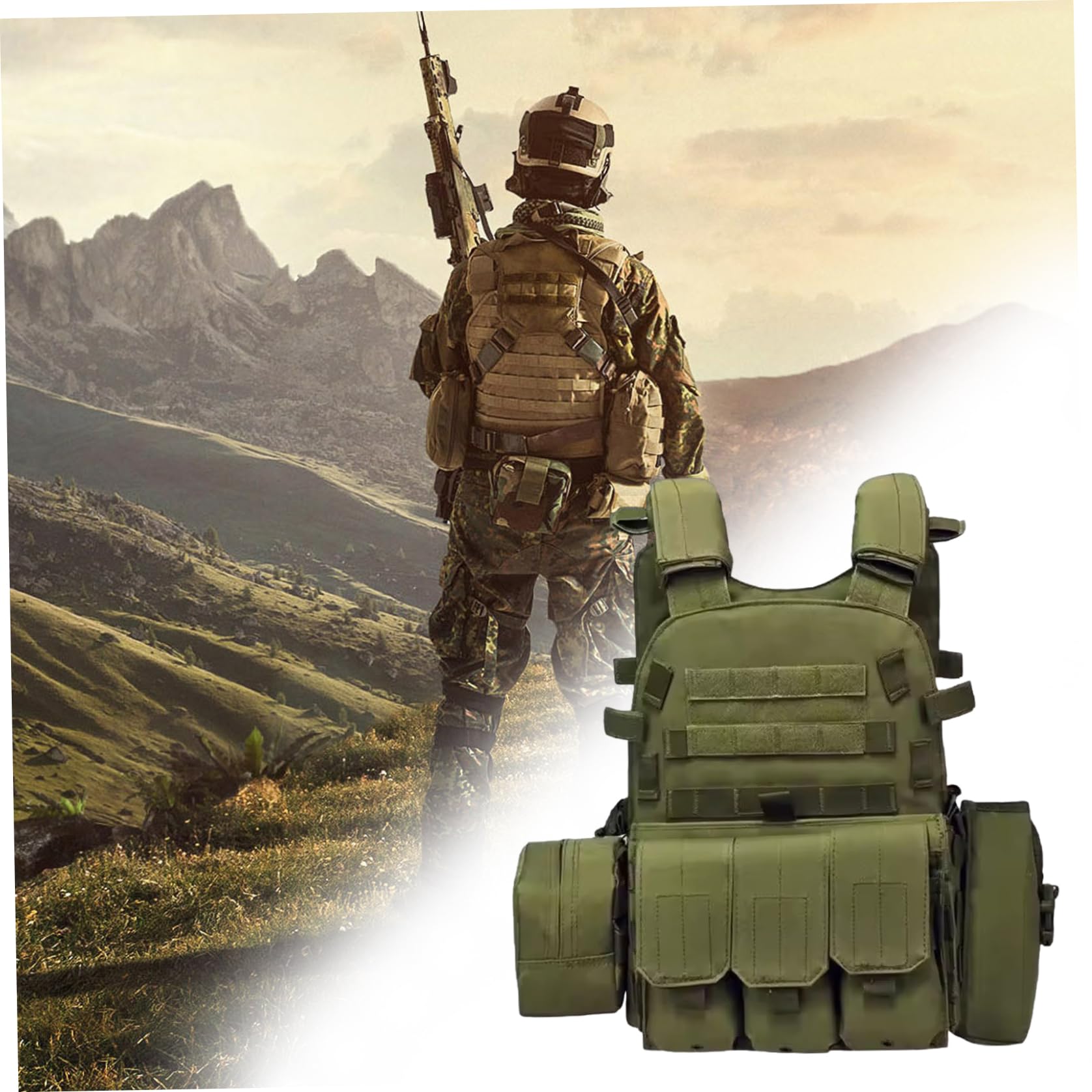 Airsoft-Weste, multifunktionaler Molle-Plattenträger, verstellbare, atmungsaktive Paintball-Weste für Outdoor, Feld und Sicherheitspersonal, Trainingsplattenträger Paintball