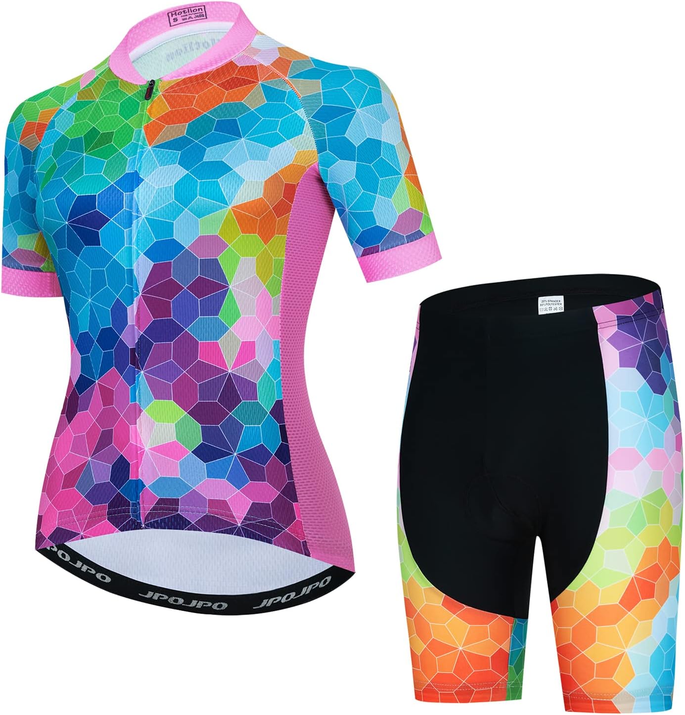 Women's Cycling Jersey Set Short Sleeve with 5D Padded Bike Shorts Breathable Shirt 3-Pockets