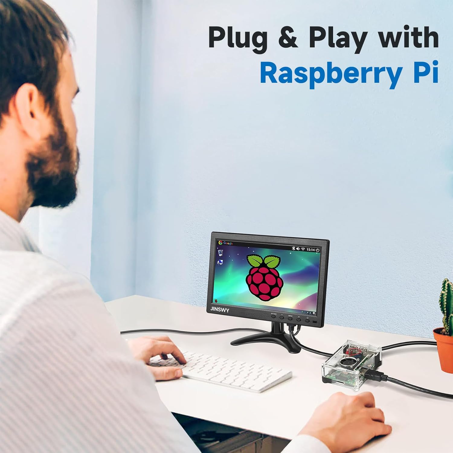 10.1" Security Monitor, 1024x600 HD Display, HDMI VGA BNC AV USB Ports, Small Monitor with Built-in Speakers & Remote Control, for CCTV Surveillance, DVR, PC, Raspberry Pi - Image 6