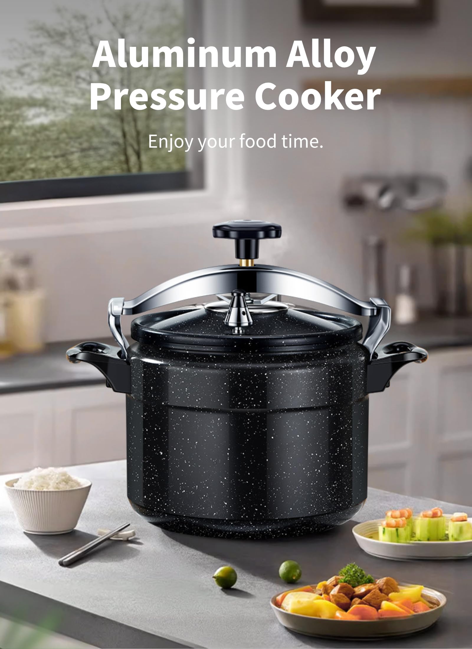 Aluminum Alloy Pressure Cooker, Explosion Proof, Large Capacity, Easy Switch Opening & Closing, Gas, Induction, Electric Stove Compatible, Compound Bottom (3L)