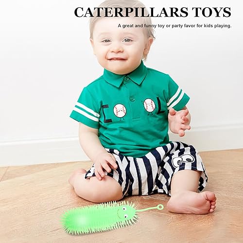 Miniatura 6 de NUOBESTY Juguetes brillantes de oruga – 4 juguetes luminosos para apretar para niños, gusanos acolchados creativos para aliviar el estrés, perfectos