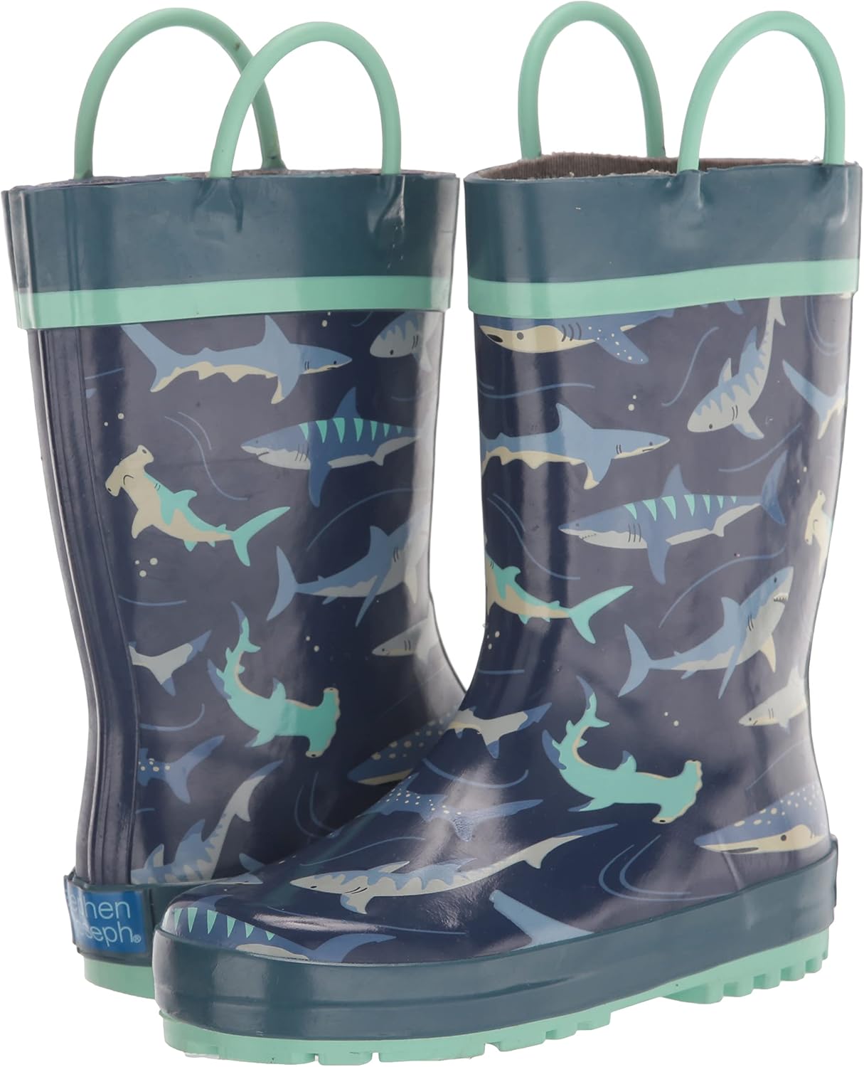 Stephen Joseph Rain Boots, Navy Shark, 8 US Unisex Little Kid