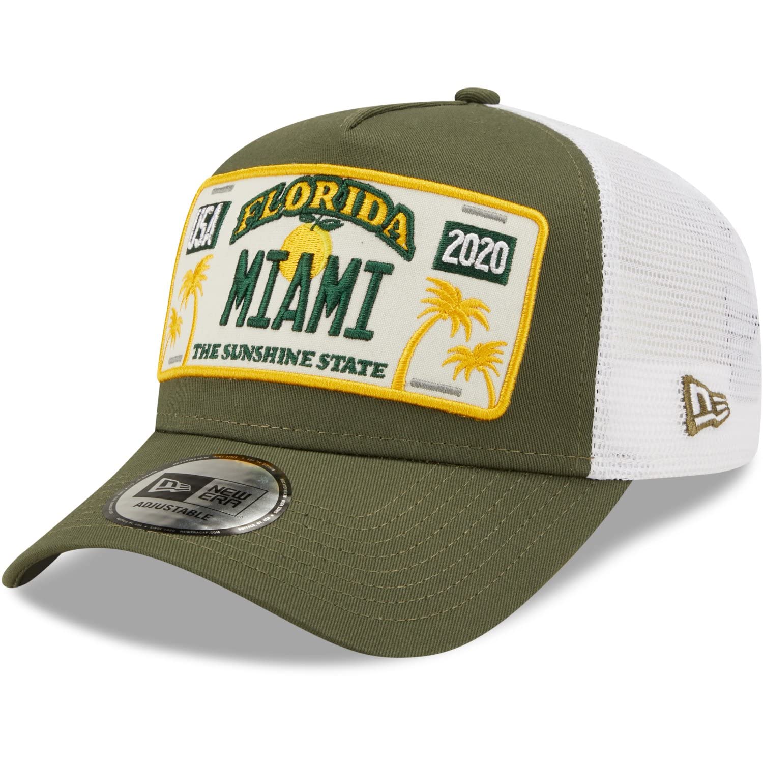 New EraNew Era License Plate Trucker Adjustable Cap Miami Khaki Weiß